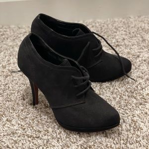 Black Lace Up Heel Booties